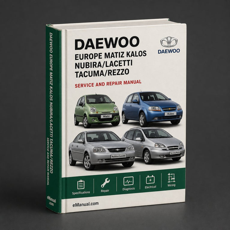Daewoo Europe MATIZ KALOS NUBIRA/LACETTI TACUMA/REZZO EVAndA Car Workshop Service Repair Manual download
