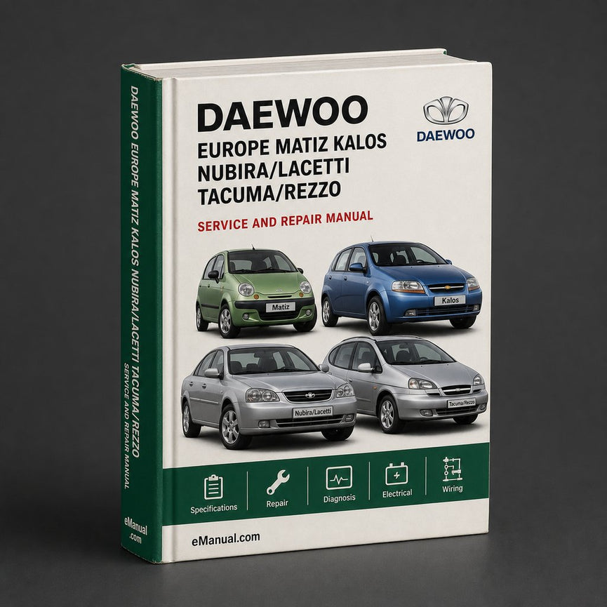 Daewoo Europe MATIZ KALOS NUBIRA/LACETTI TACUMA/REZZO EVAndA Car Workshop Service Repair Manual download
