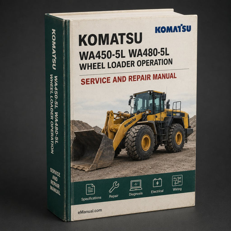 Komatsu WA450-5L WA480-5L Wheel Loader Service Repair Manual + Operation & Maintenance Manual