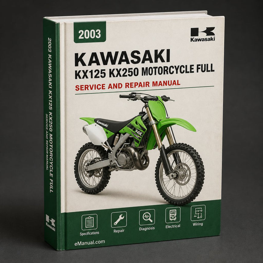 KAWASAKI KX125 KX250 Motorcycle Full Service & Repair Manual 2003-2007