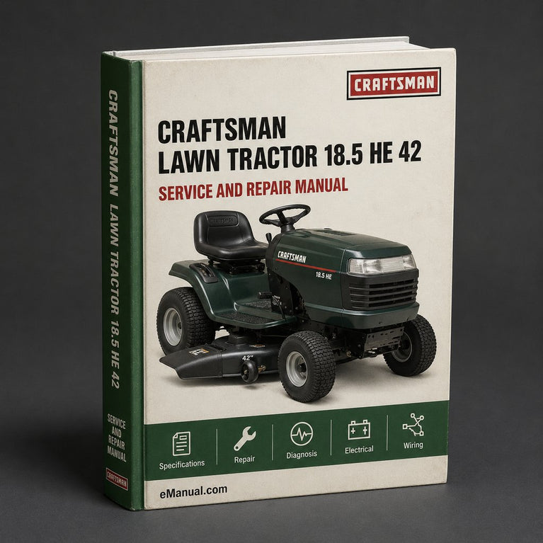 Craftsman Lawn Tractor 18.5 He 42 Inch Mower Service & Repair Workshop Manual PDF