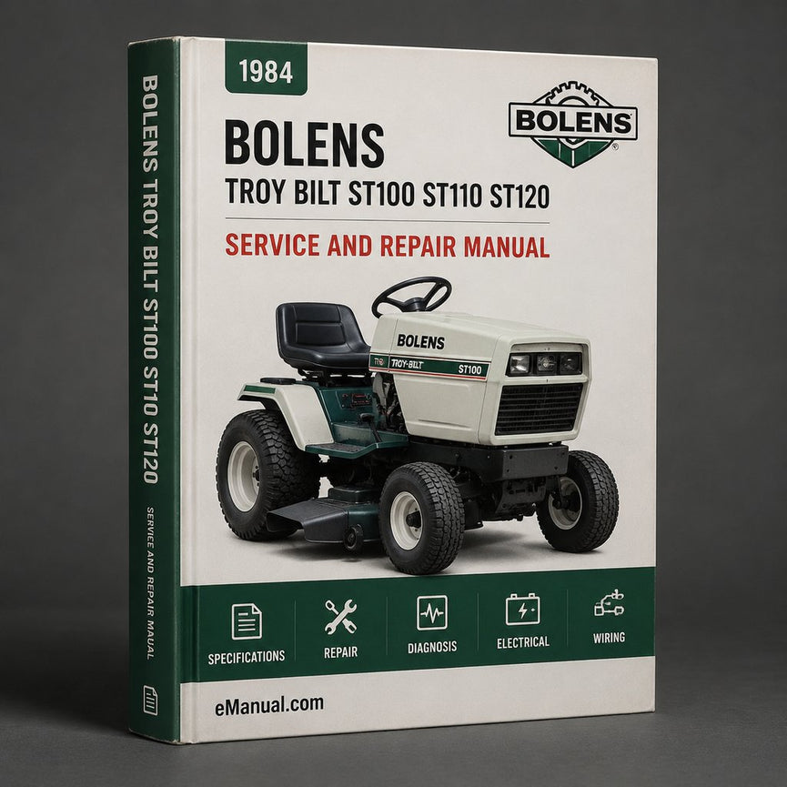 Troy Bilt Bolens ST100 ST110 ST120 ST125 ST140 ST180 Lawn Tractor 1984-1993 Full Service & Repair Manual PDF