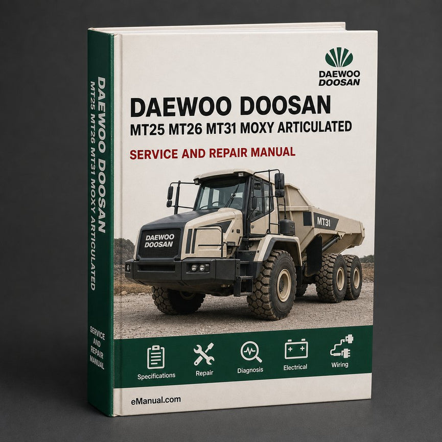 DAEWOO DOOSAN MT25 MT26 MT31 MOXY ARTICULATED DUMP Truck Service Parts Catalogue Manual - S/N 710655-710970 PDF