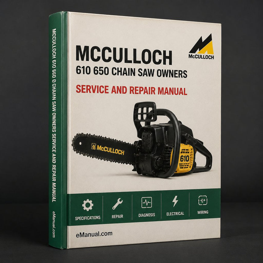 Mcculloch 610 650 Chain Saw Owners Parts Package Service Repair Workshop Manual PDF
