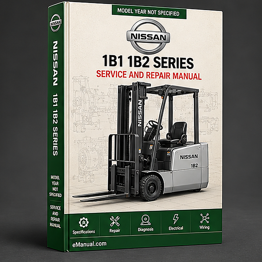 eManual.com manual cover - Nissan 1B1 1B2 Series Forklift Electric Workshop Service Rep