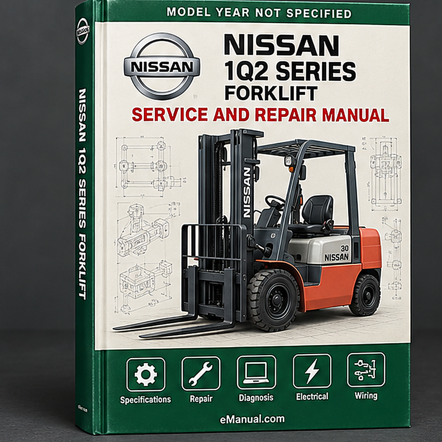 eManual.com manual cover - Nissan 1Q2 Series Forklift Electric Workshop Service Repair 